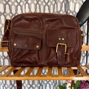 Fossil Dark Brown Leather Shoulder Bag
